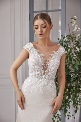 Sheath Wedding Dress with Detachable Bolero and Overskirt