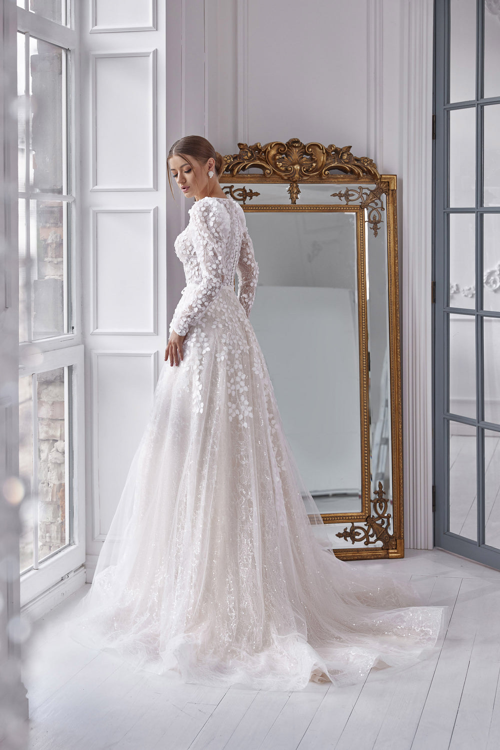 A-Line Wedding Dress with Long Lace Sleeves
