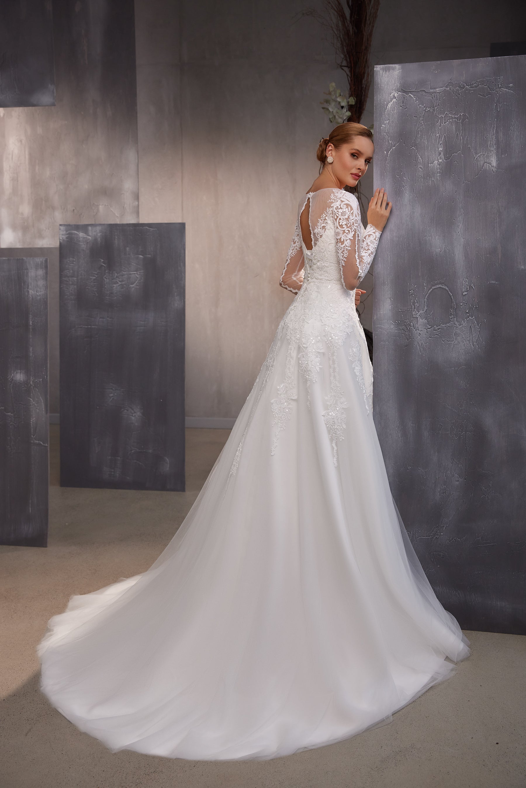A-Line Wedding Dress with Detachable Lace Bolero