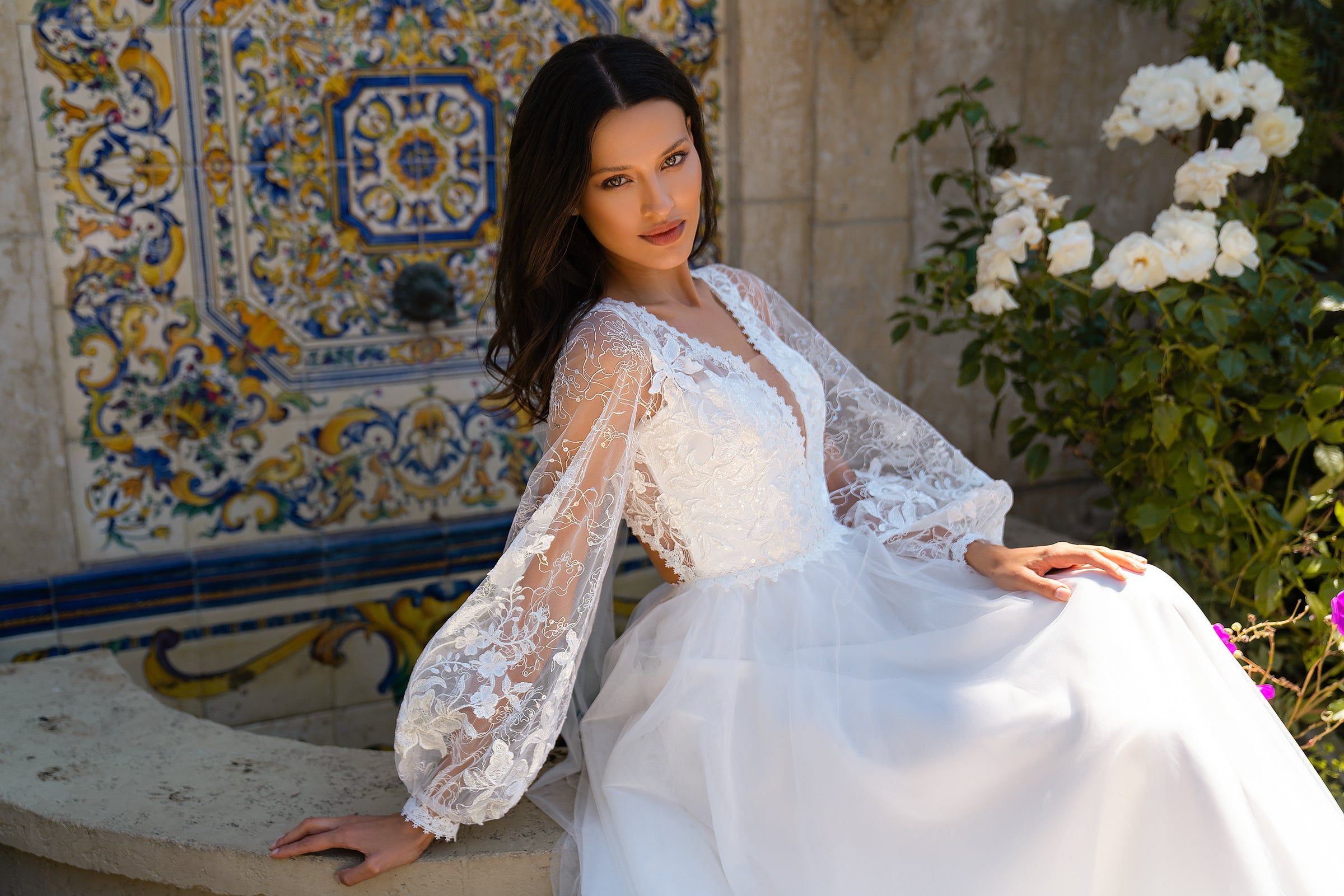 A-Line Wedding Dress with Long Lace Sleeves