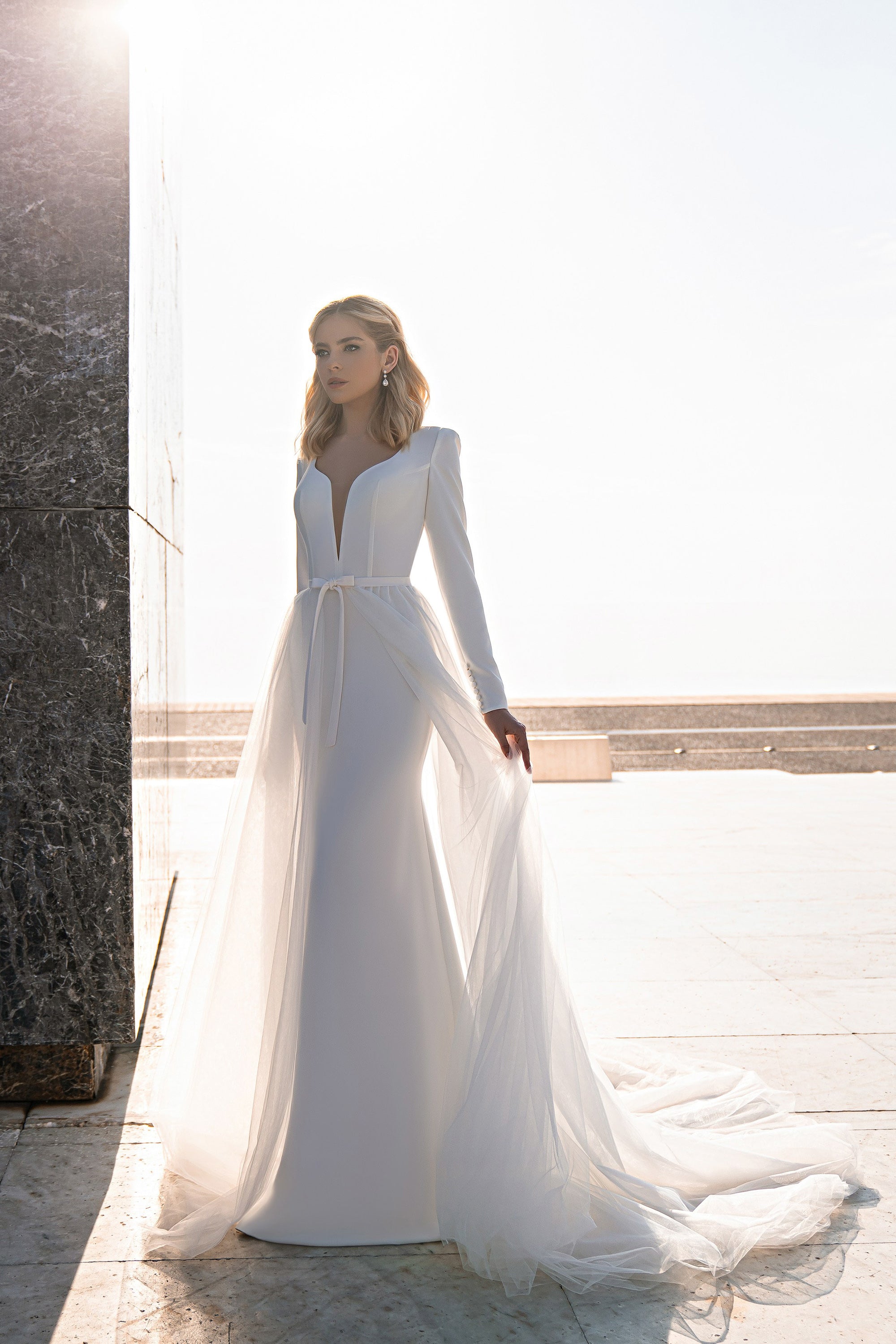 Mermaid Wedding Dress with Detachable Overskirt