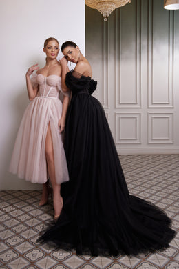 Off-the-Shoulder Tulle Corset Party Dress - Perfect for Any Occasion!