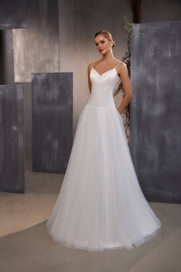 A-Line Wedding Dress with Detachable Lace Bolero