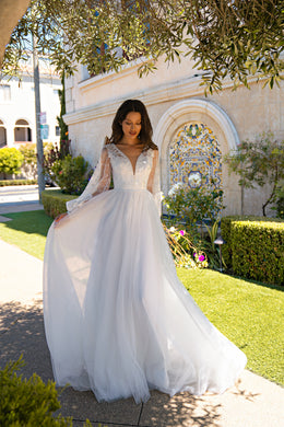 A-Line Wedding Dress with Long Lace Sleeves