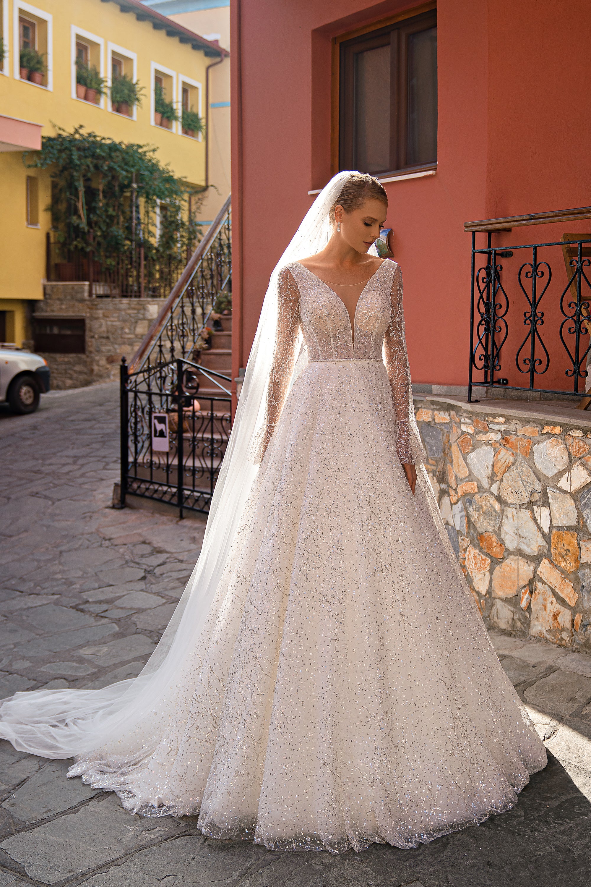 Hand-Embroidered Beaded & Sequined Tulle Veil - 3m x 1.5m