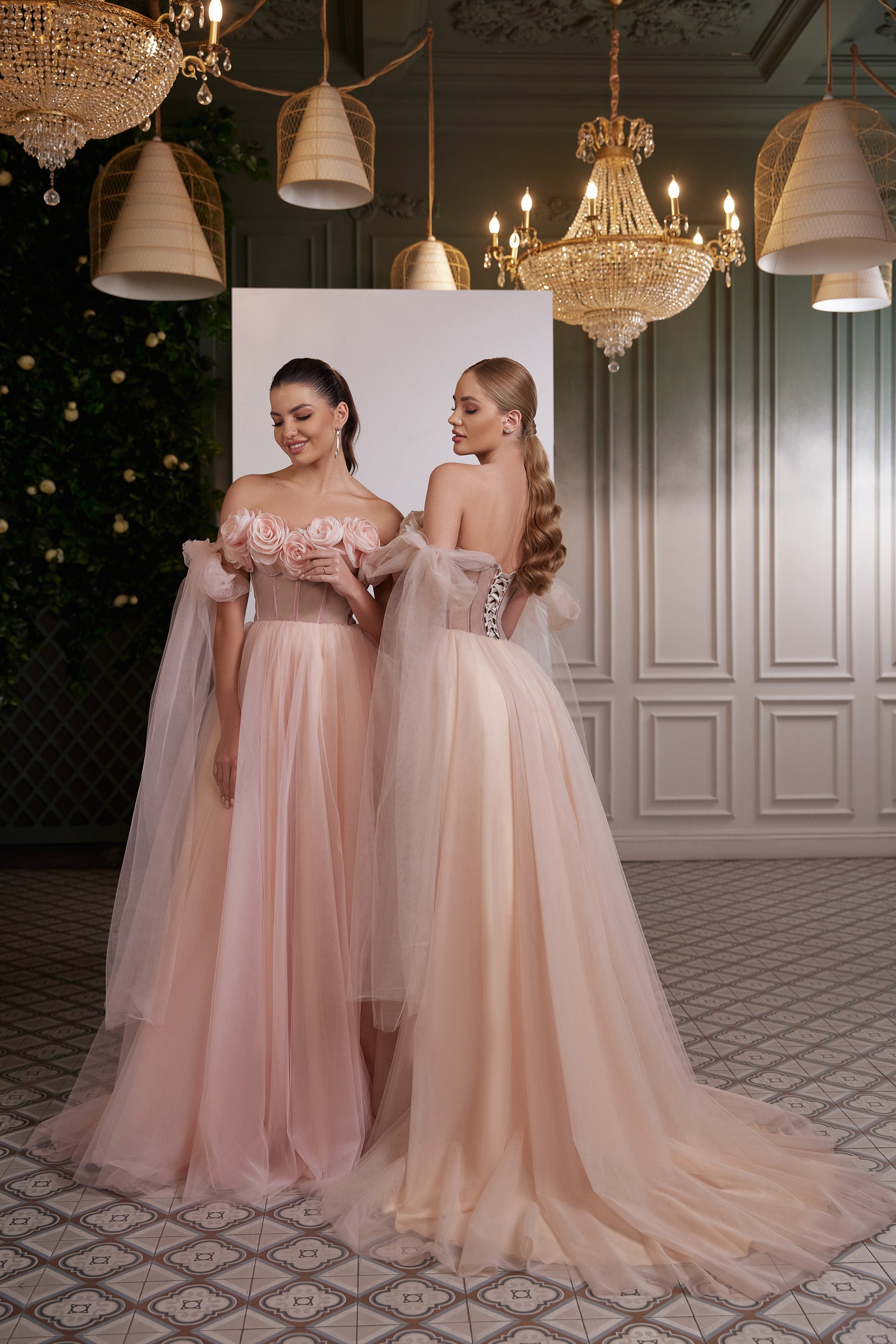 3D Flowers Decorated Tulle Dress with Lace Up Back - Perfect Prom Dress