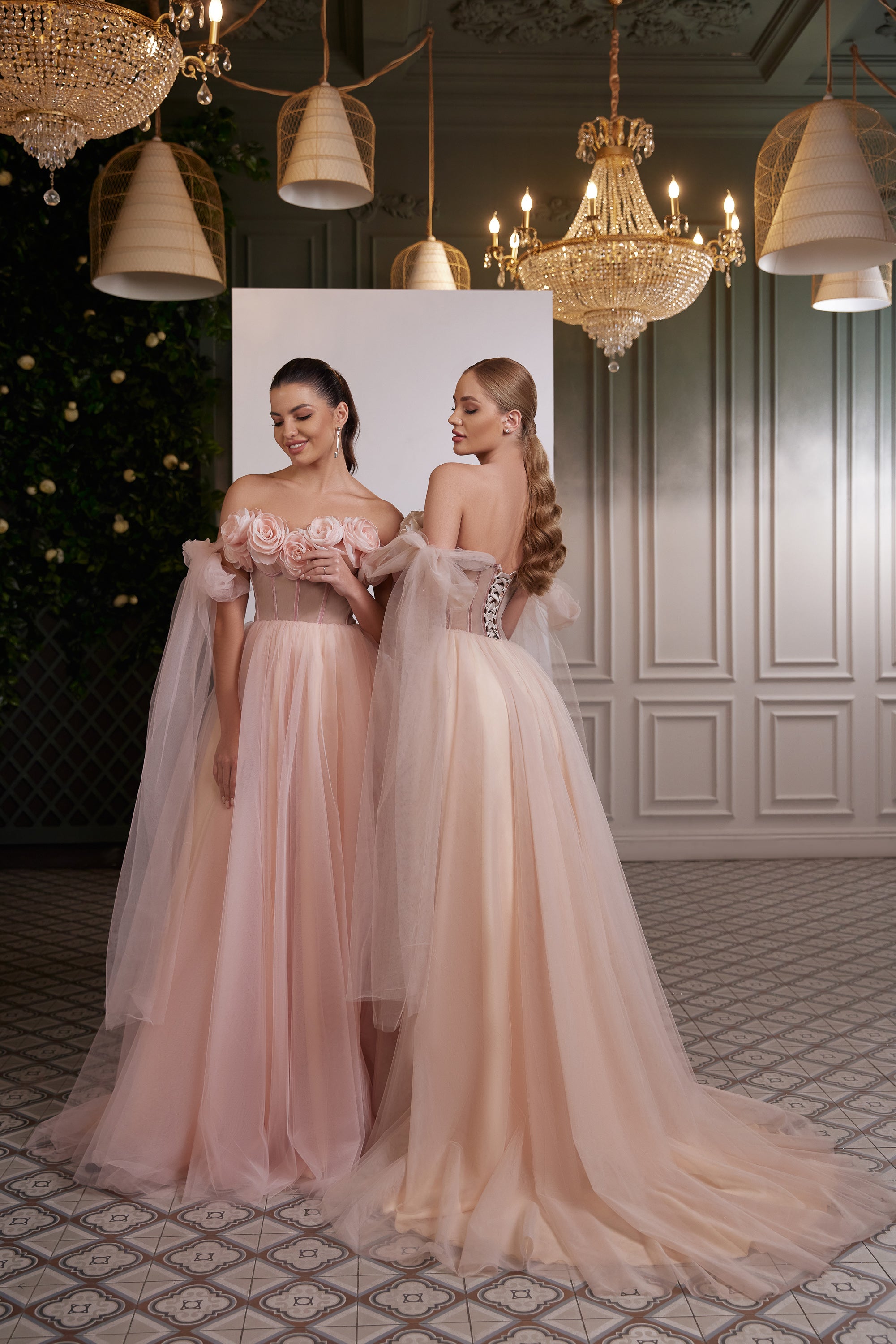 3D Flowers Decorated Tulle Dress with Lace Up Back - Perfect Prom Dress