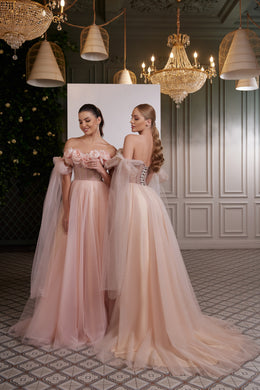 3D Flowers Decorated Tulle Dress with Lace Up Back - Perfect Prom Dress