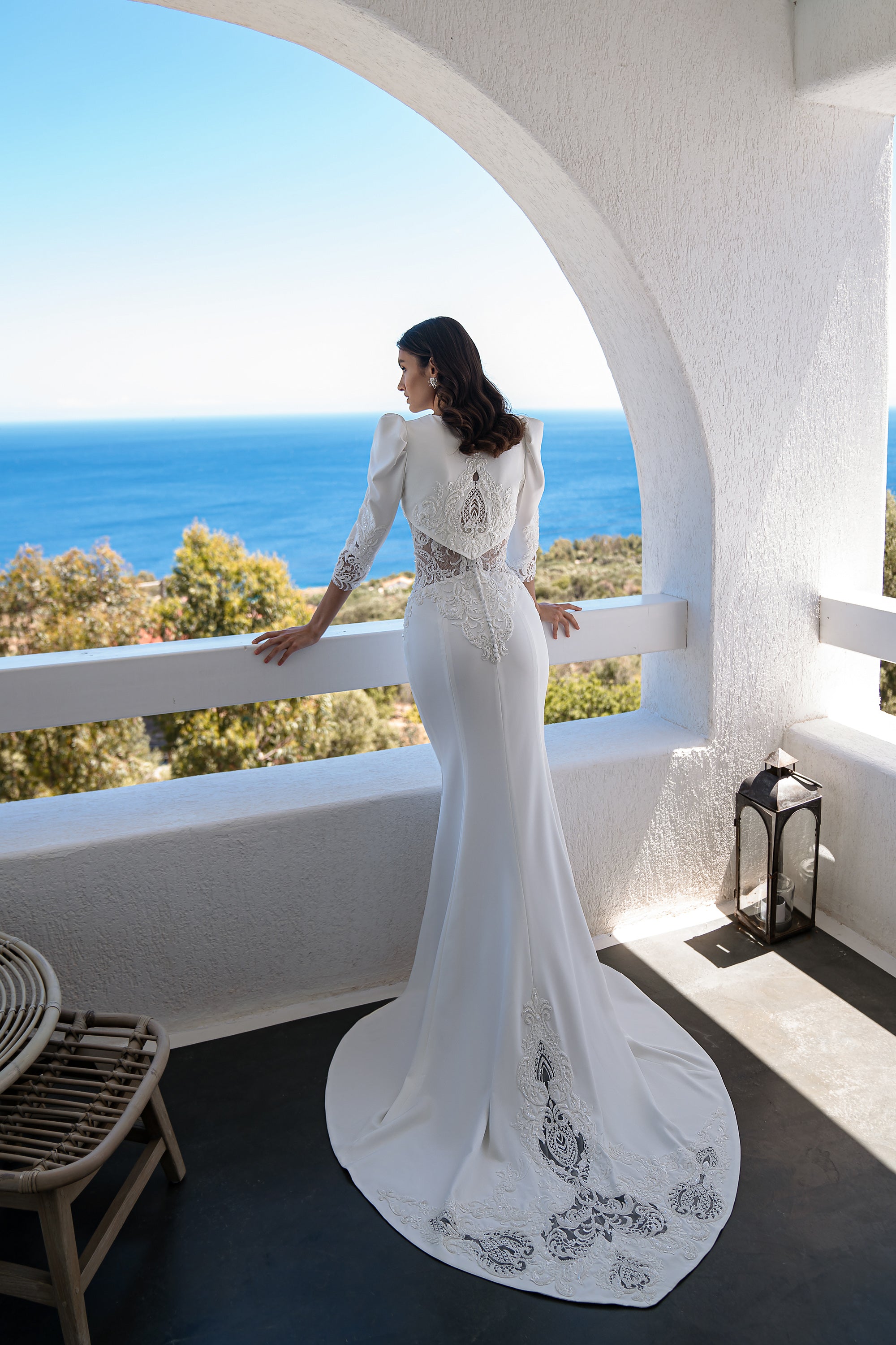 Sheath Wedding Dress with Detachable Lace Bolero