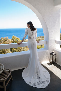 Sheath Wedding Dress with Detachable Lace Bolero