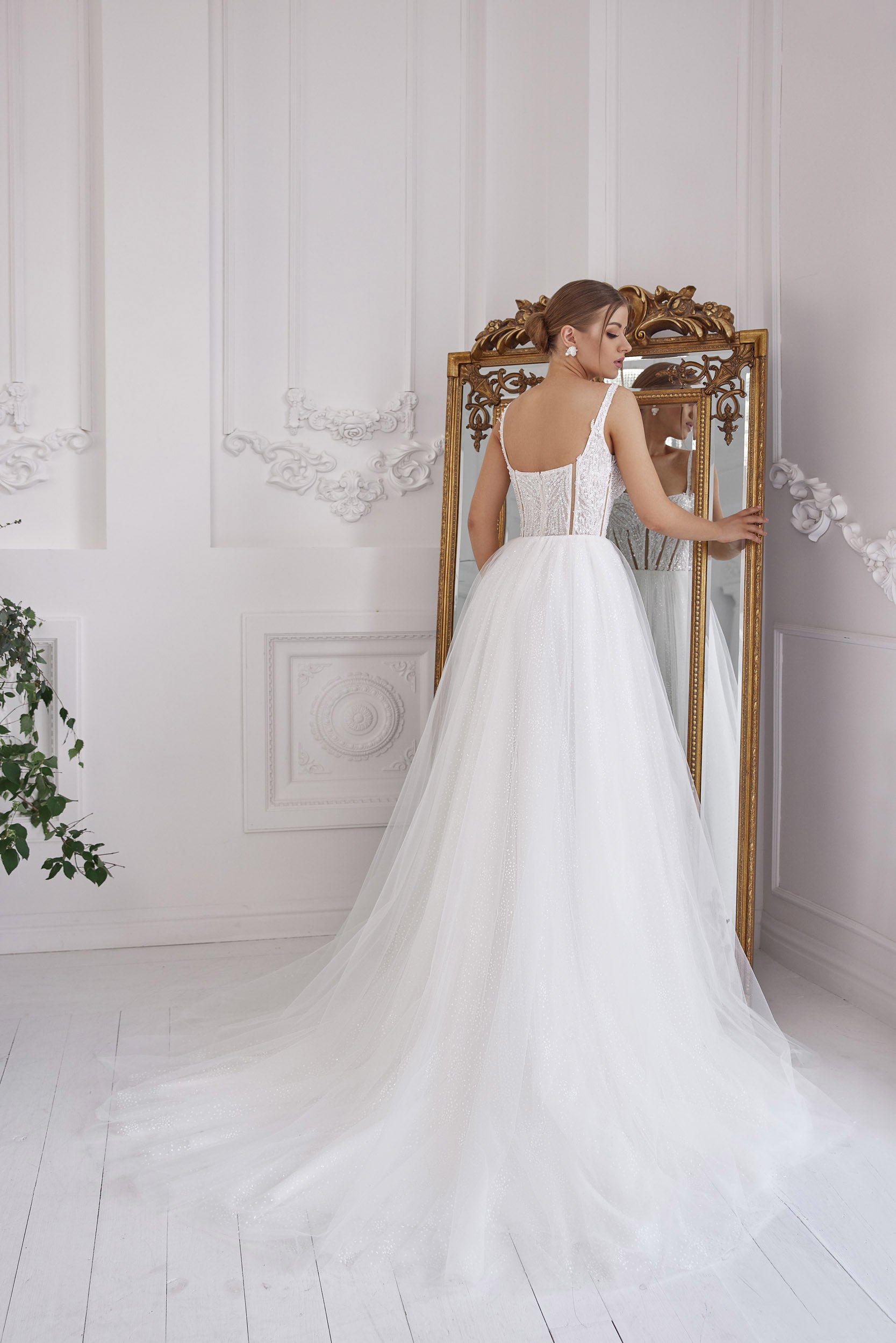 Sparkly Ball Gown Wedding Dress with Corset Bodice