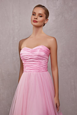 Women's Pink Tulle Prom Dress - Elegant and Stylish Evening Gown