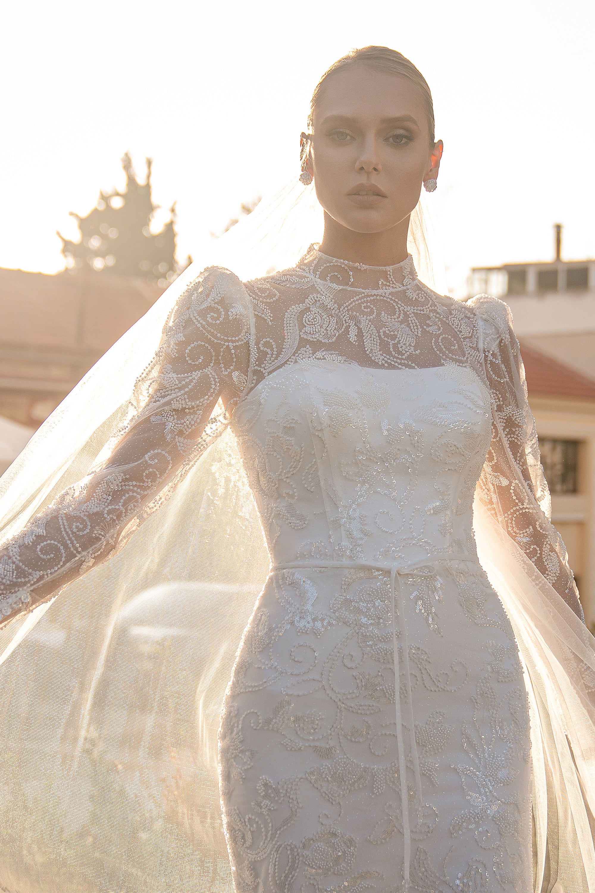 3m x 1.5m Soft Tulle Veil with Loops at Top - Graceful Design