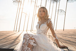 A-Line Wedding Dress with Floral Lace Appliqués