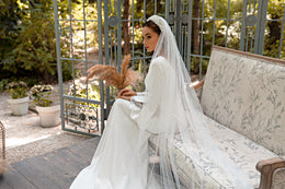 Pearl-Decorated Tulle Veil Bundle 2.6x1.5m with Hair Loops