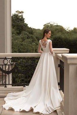 Satin Two-in-One Wedding Dress with Slit Skirt - Perfect for Your Special Day!