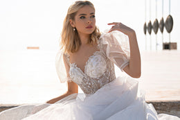 A-Line Wedding Dress with Puff Sleeves