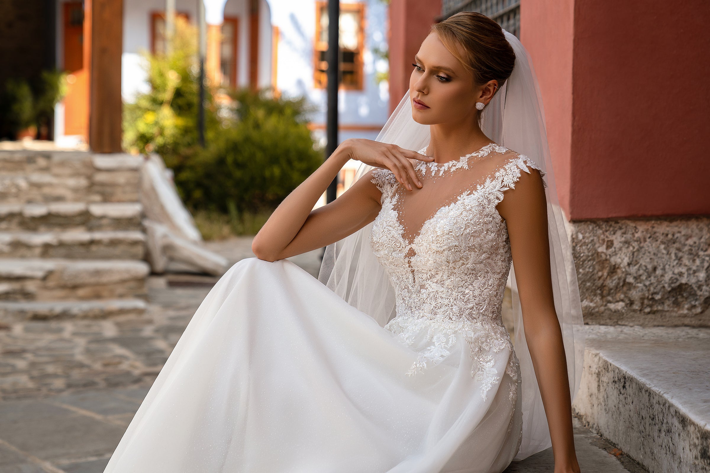 Romantic 3m x 1.5m Soft Tulle Veil with Embroidered Guipure, Beads and Sequins