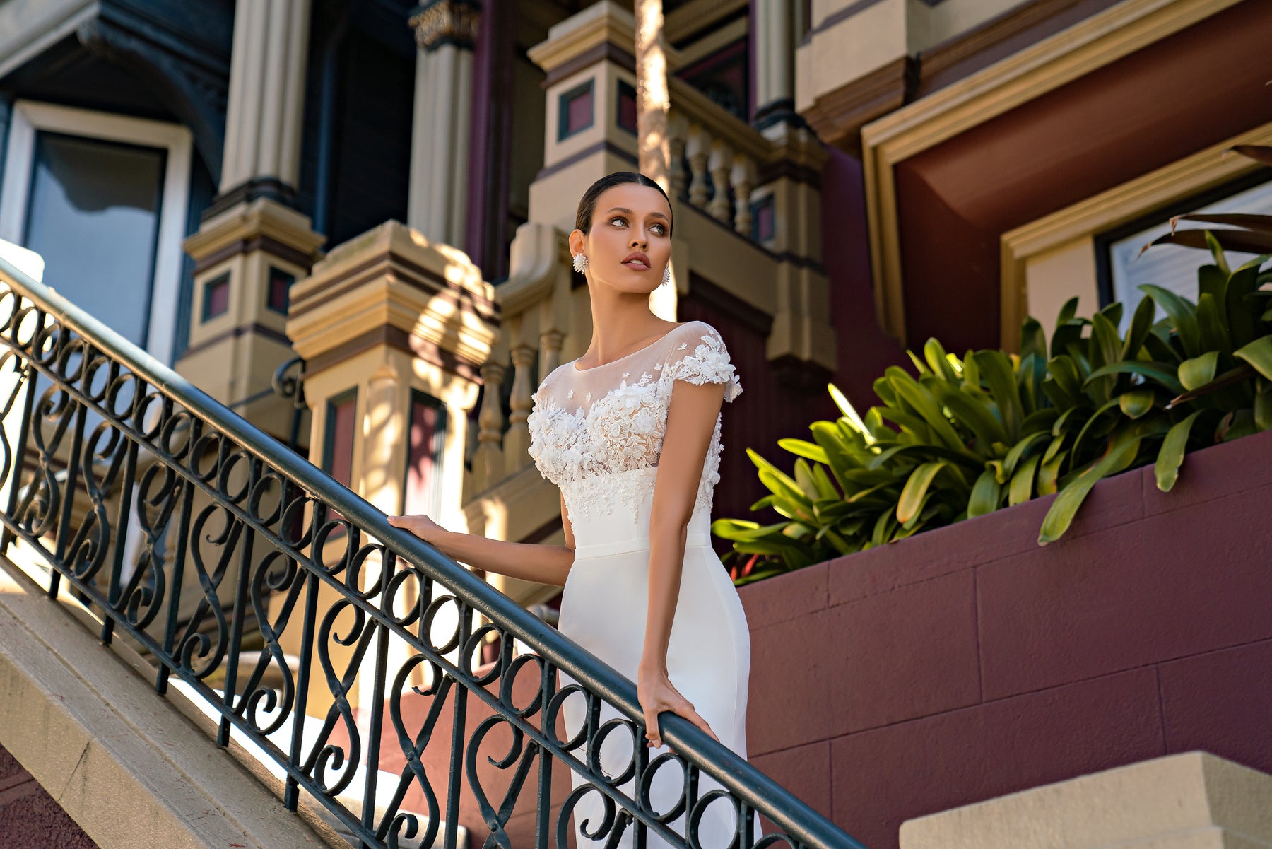 Sheath Wedding Dress with Illusion Lace Bodice