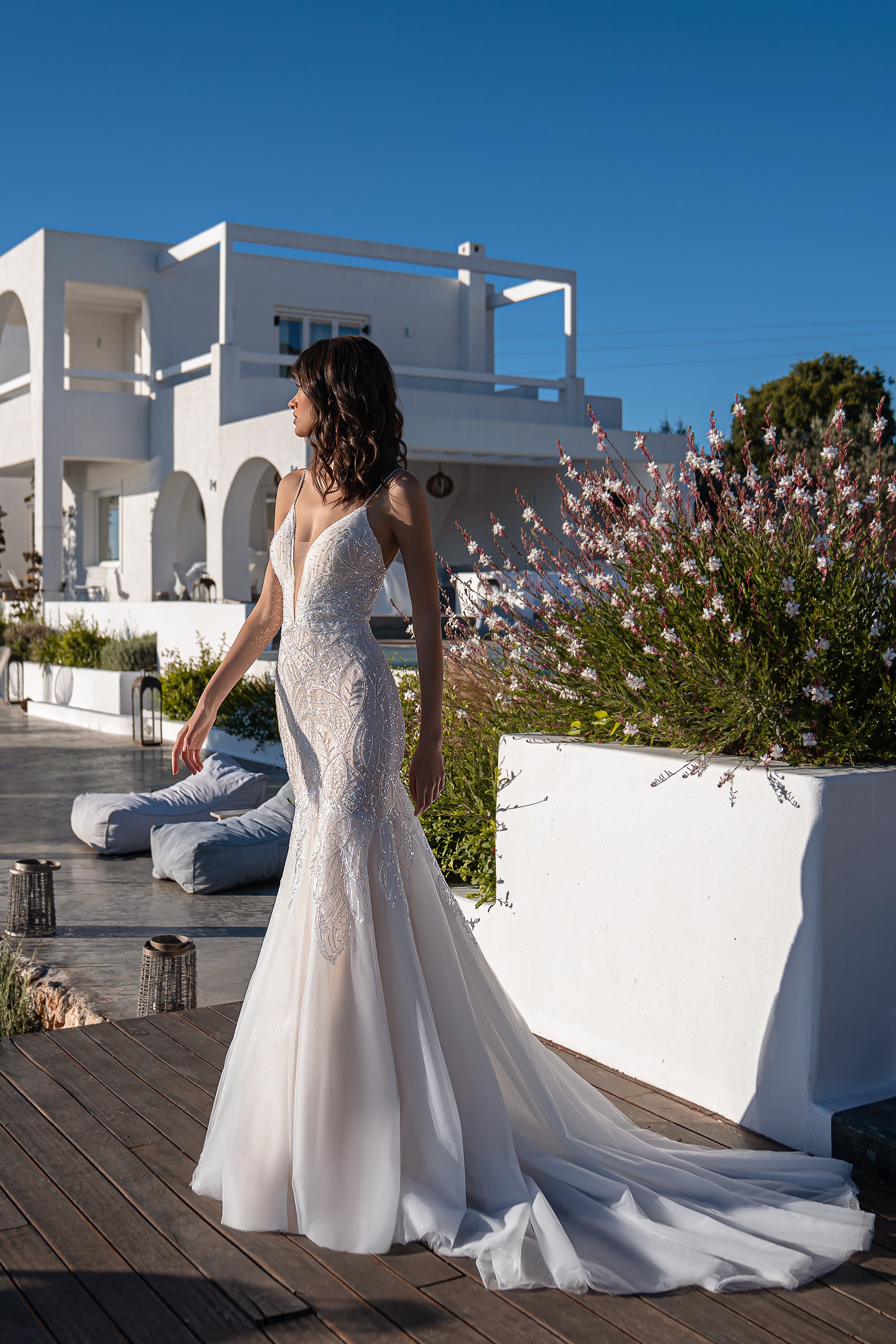 Mermaid Wedding Dress with Detachable Beaded Cape