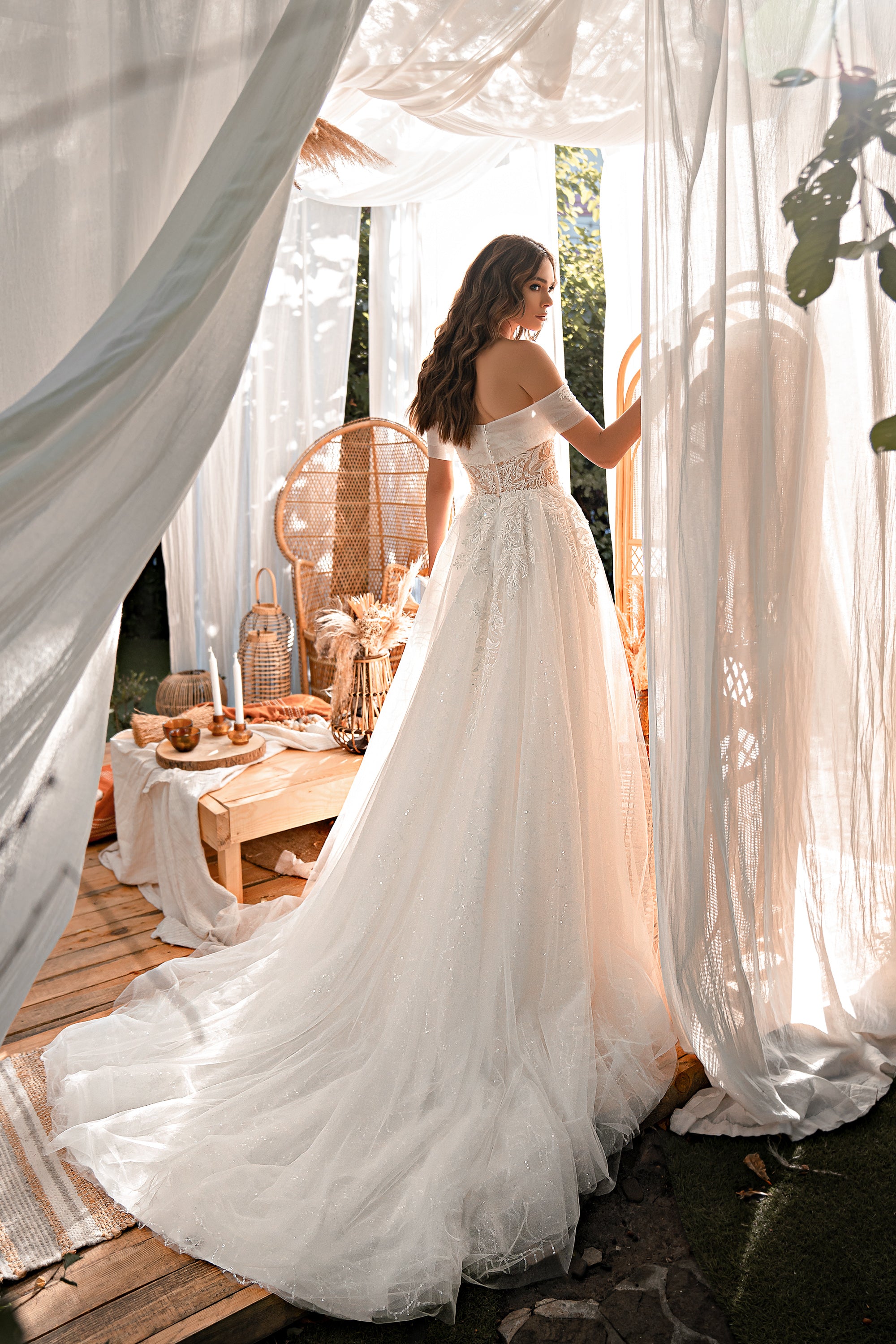 A-Line Wedding Dress with Glitter Tulle