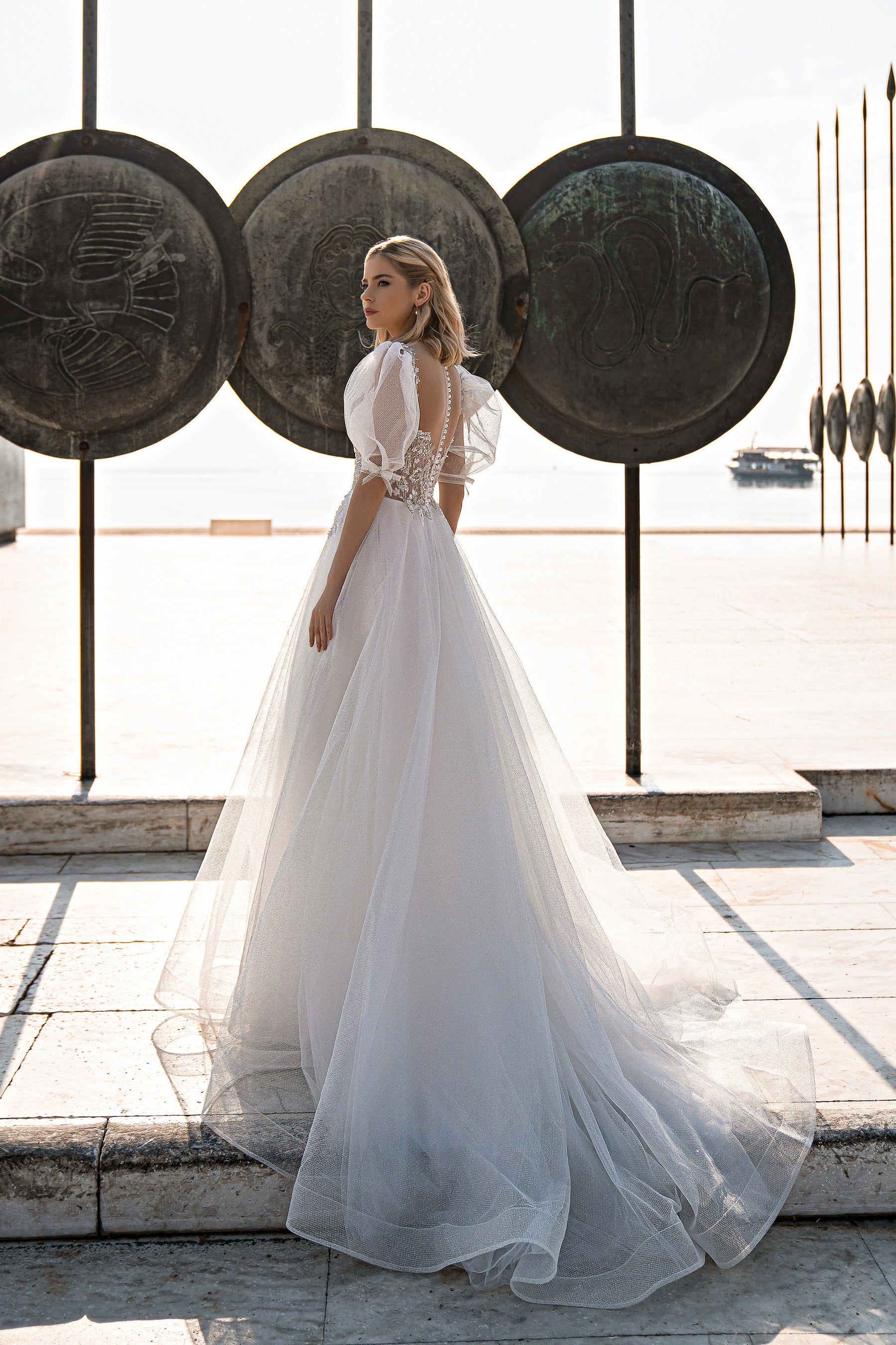 A-Line Wedding Dress with Puff Sleeves