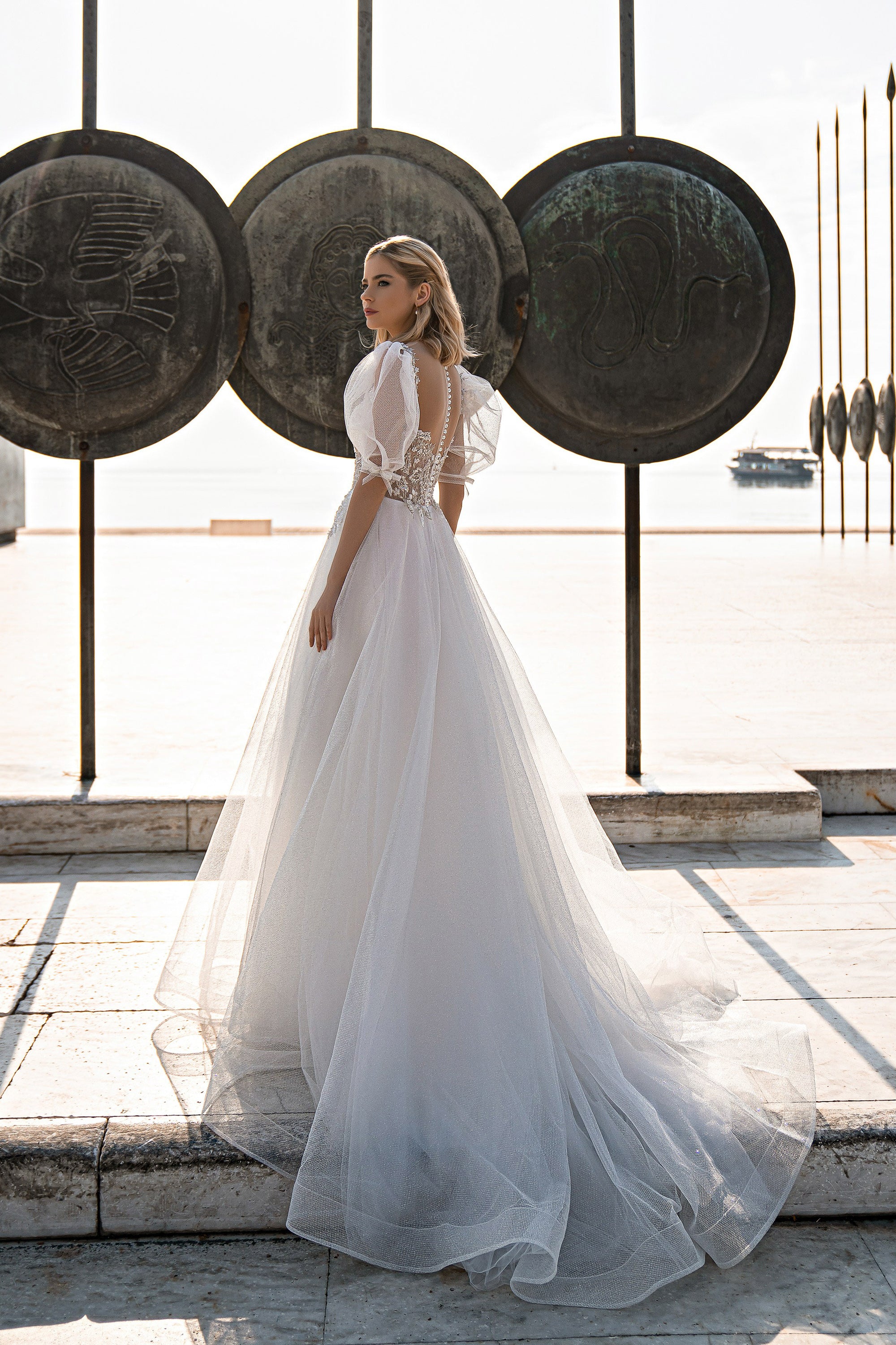 A-Line Wedding Dress with Puff Sleeves