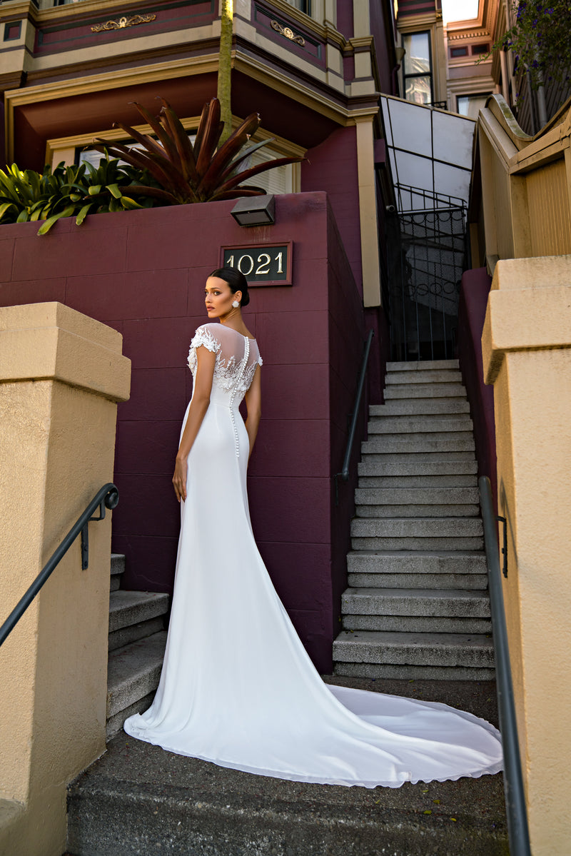 Sheath Wedding Dress with Illusion Lace Bodice