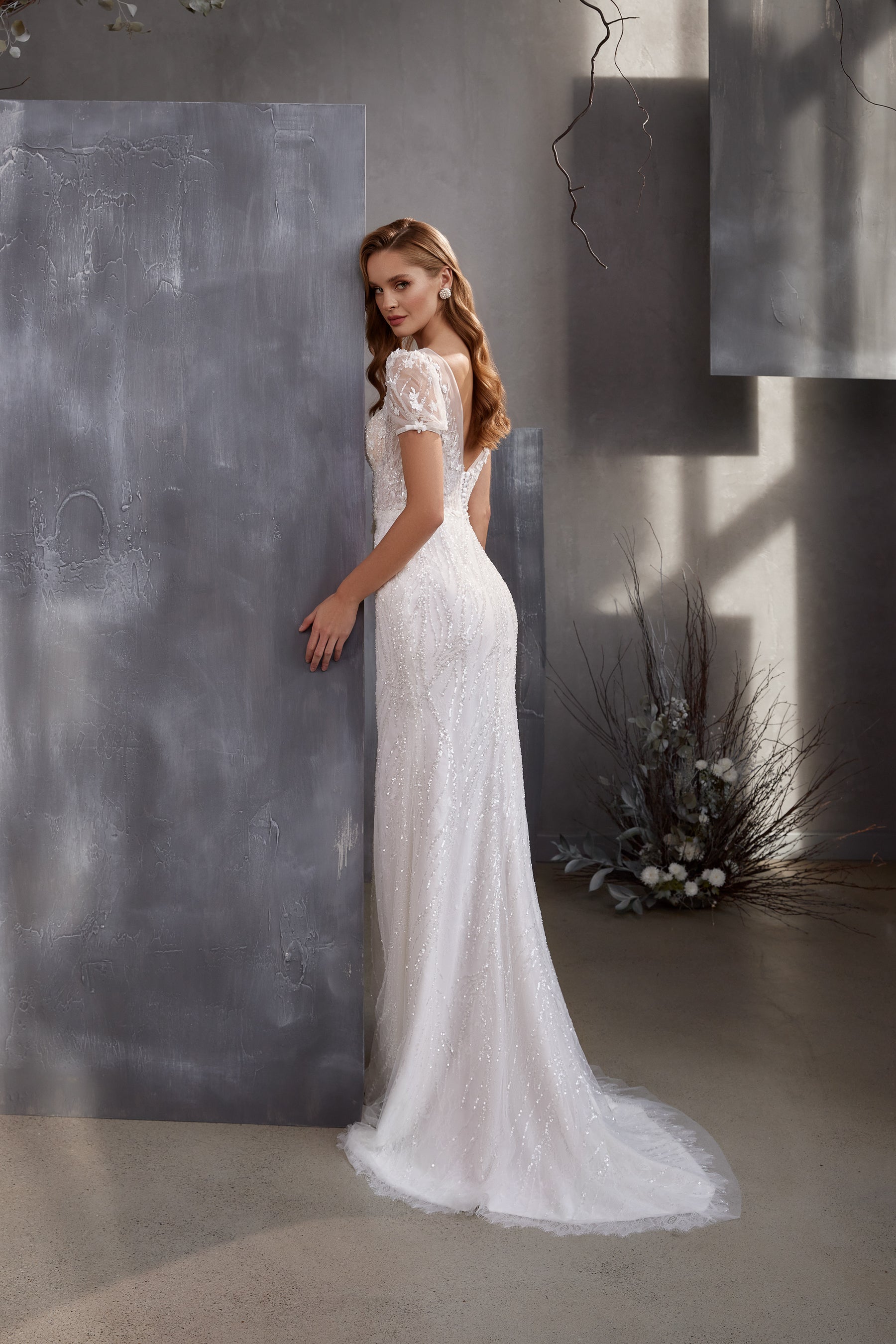 Sheath Wedding Dress with Detachable Tulle Overskirt