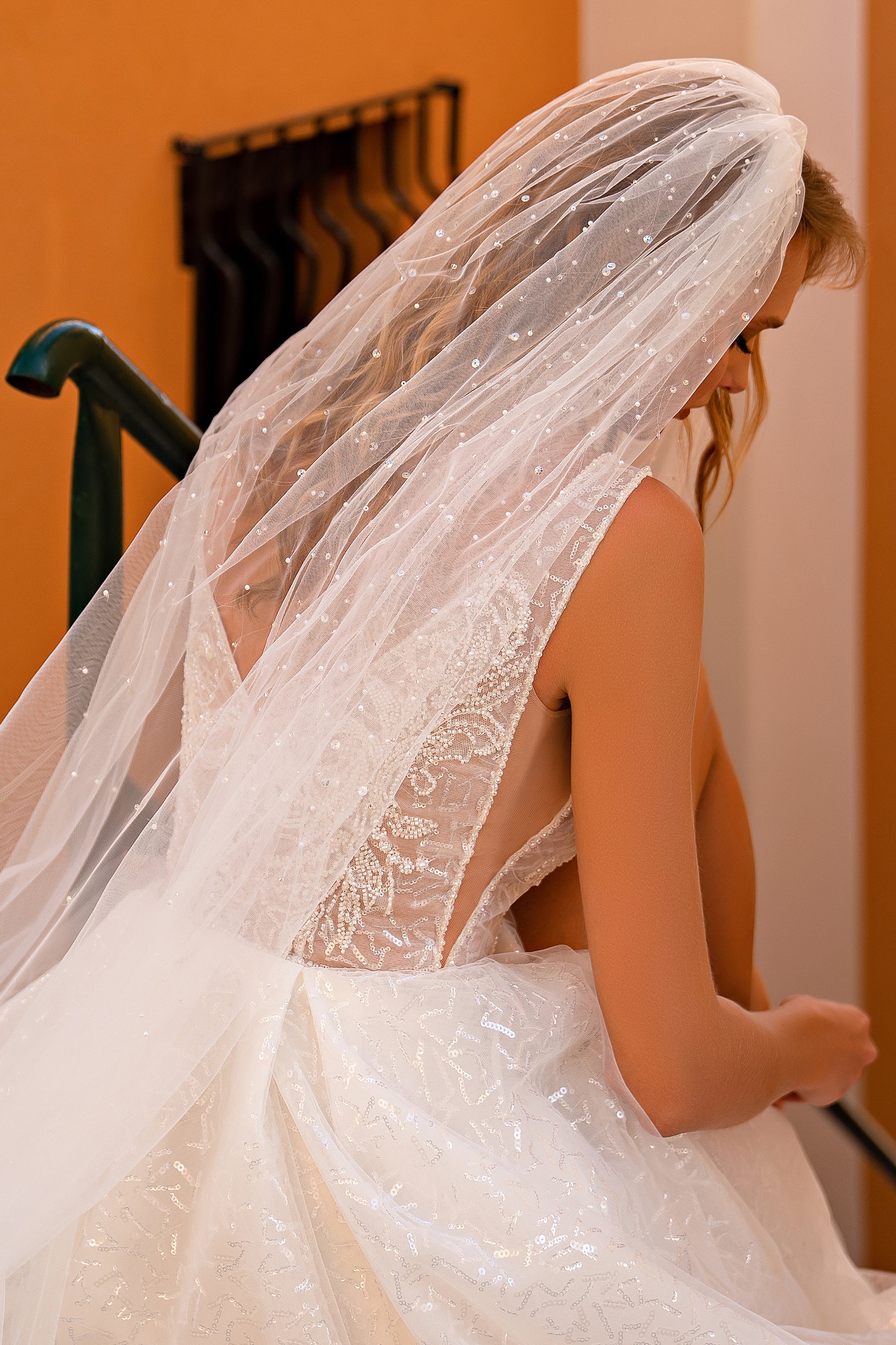 Hand-Embroidered Beaded & Sequined Soft Tulle Veil - 3m x 1.5m