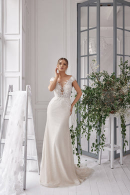 Sheath Wedding Dress with Detachable Bolero and Overskirt