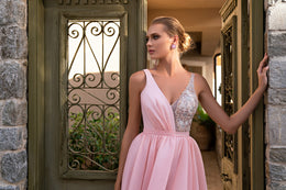 Women's Evening Dress Asymmetric Slit Skirt Floor Length Formal Gown