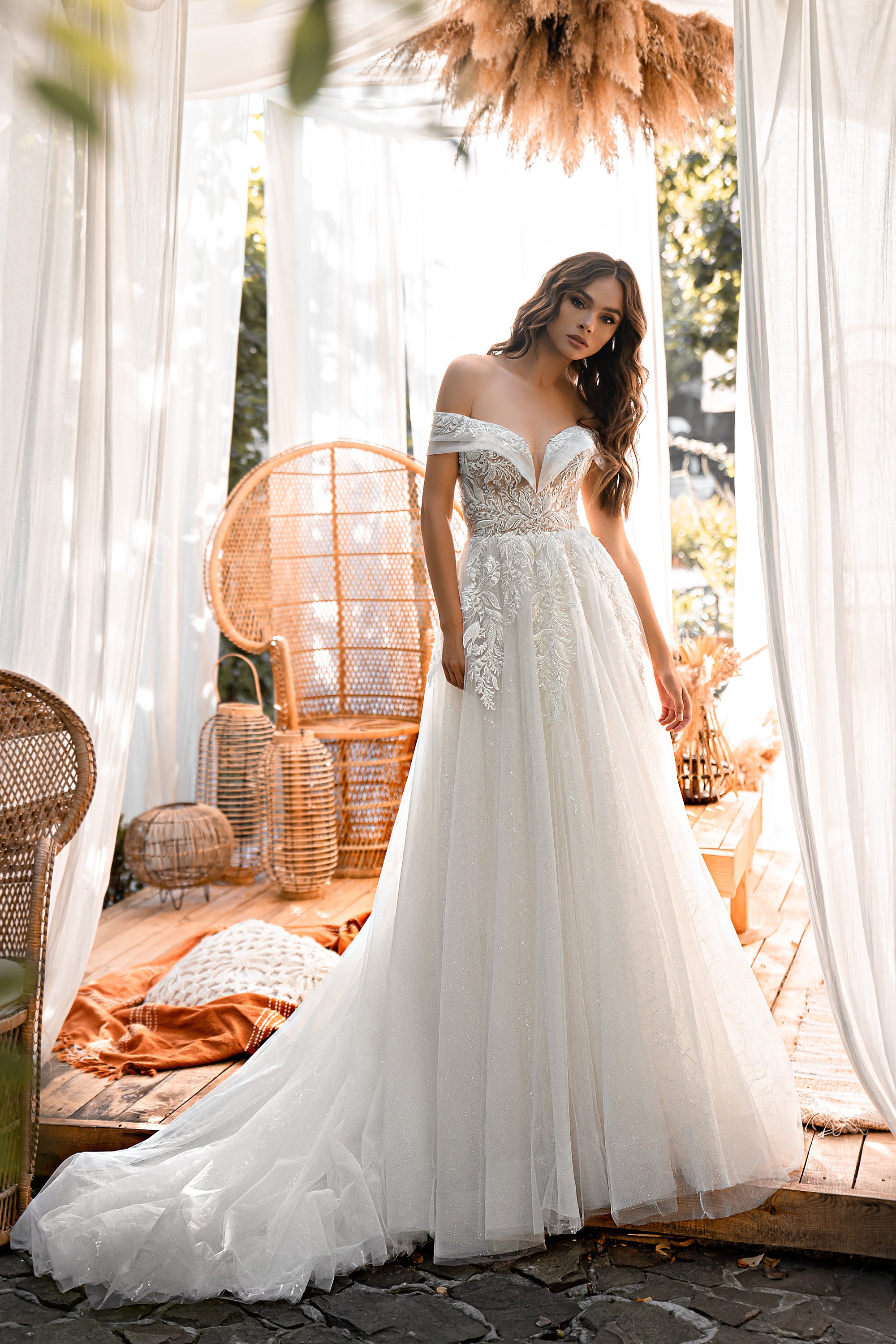 A-Line Wedding Dress with Glitter Tulle