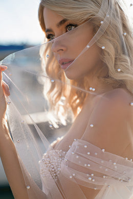 A-Line Satin Wedding Dress with Pearl Sweetheart Bodice