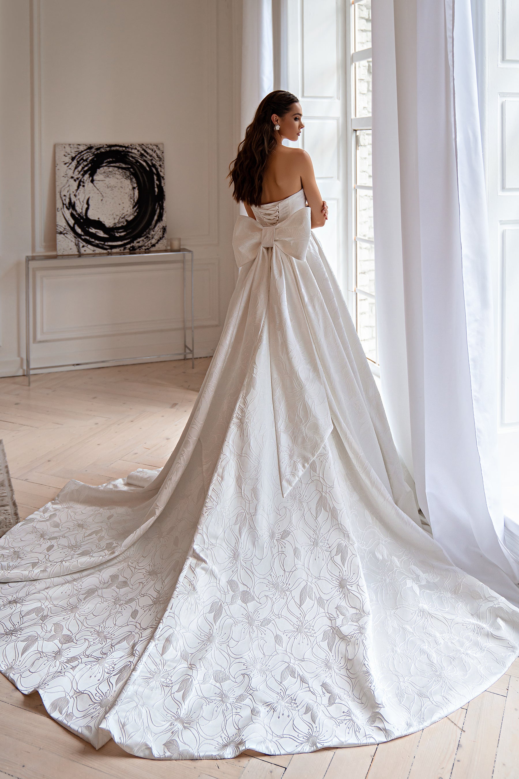 A-line Wedding Dress with Detachable Puff Sleeves