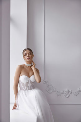 A-Line Wedding Dress with Detachable Long Sleeve Bolero