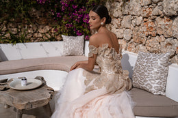 Ball Gown Wedding Dress with Gold Floral Appliqués