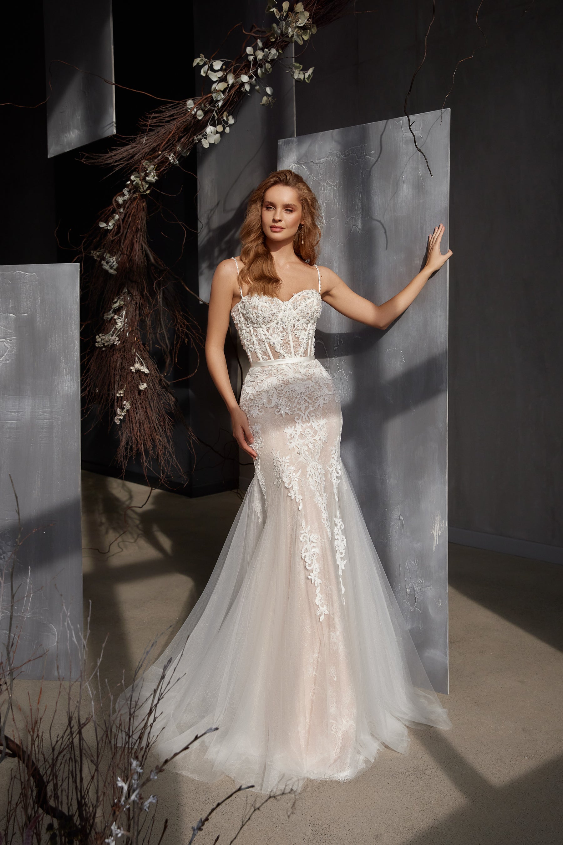 Mermaid Wedding Dress with Detachable Tulle Cape