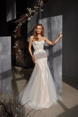 Mermaid Wedding Dress with Detachable Tulle Cape