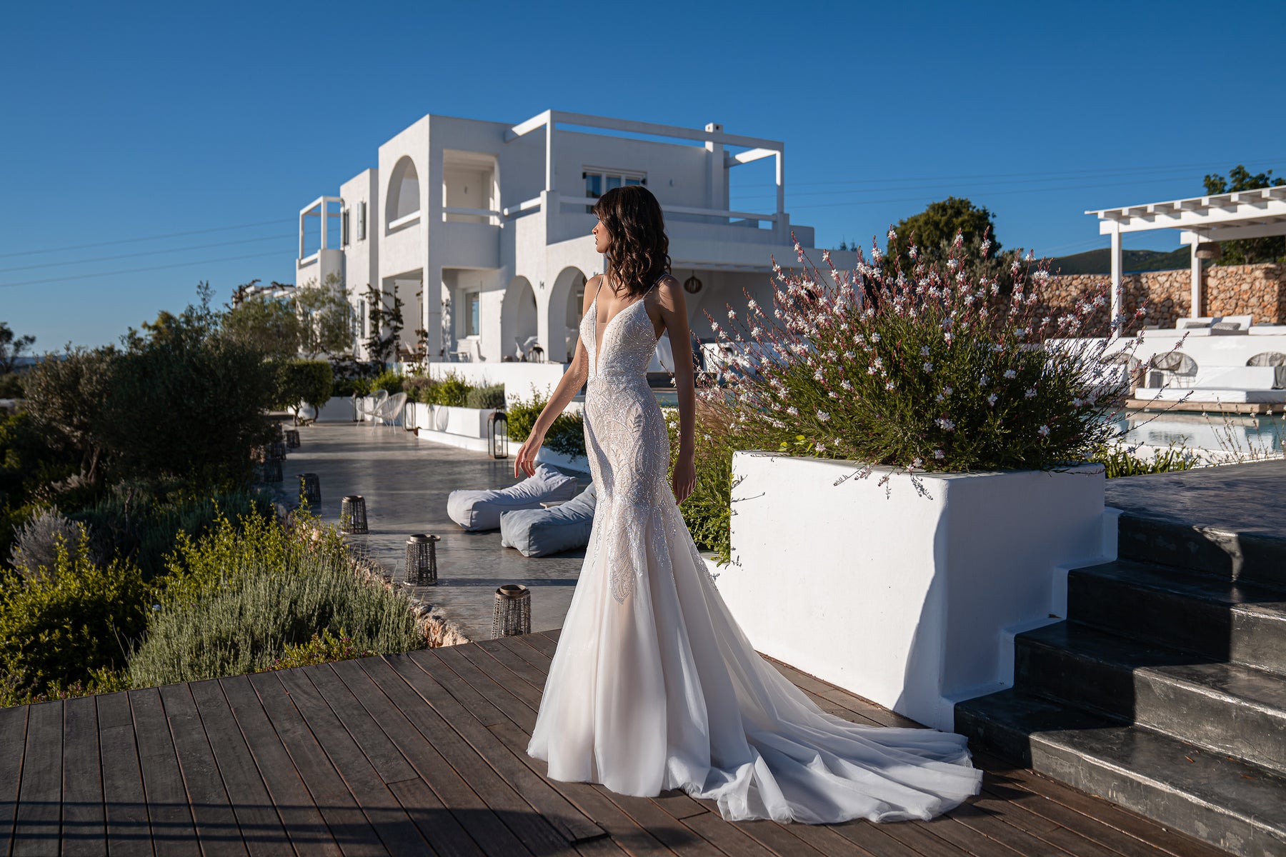 Mermaid Wedding Dress with Detachable Beaded Cape