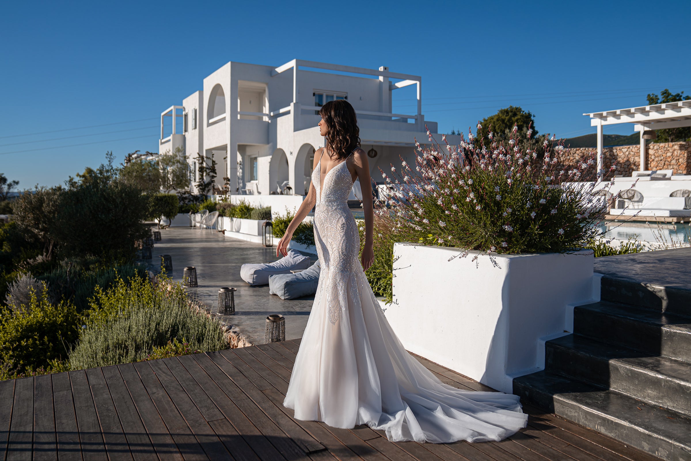 Mermaid Wedding Dress with Detachable Beaded Cape