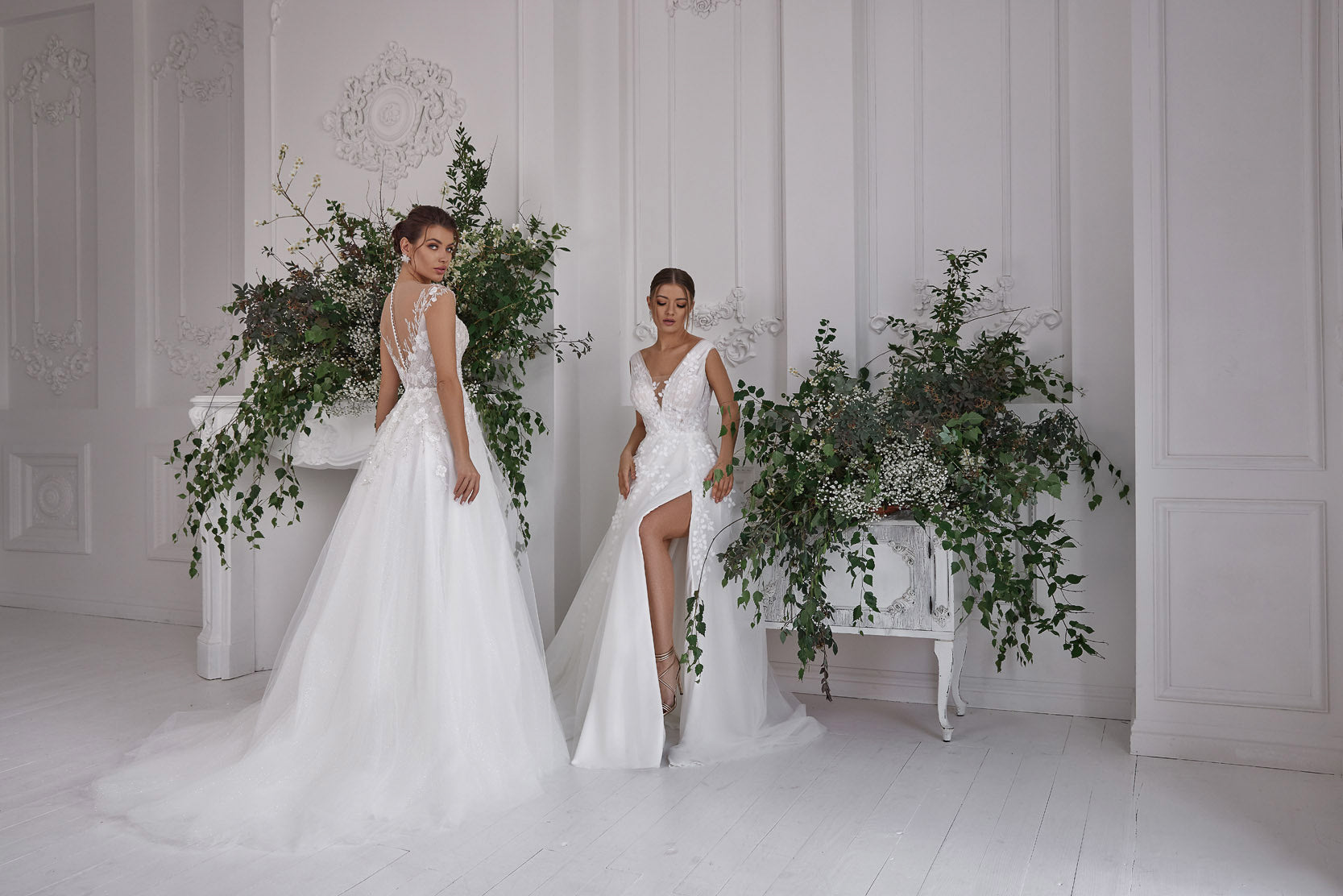 A-Line Wedding Dress with 3D Floral Appliqués
