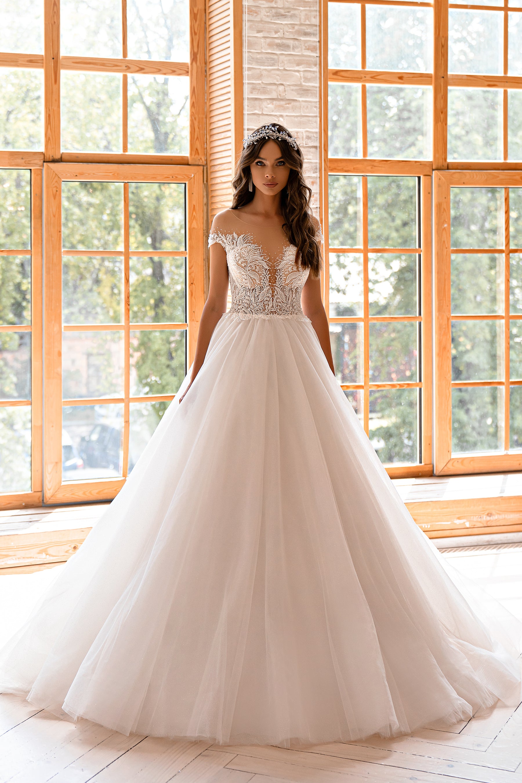 Ball Gown Wedding Dress with Semi-Sheer Corset Bodice