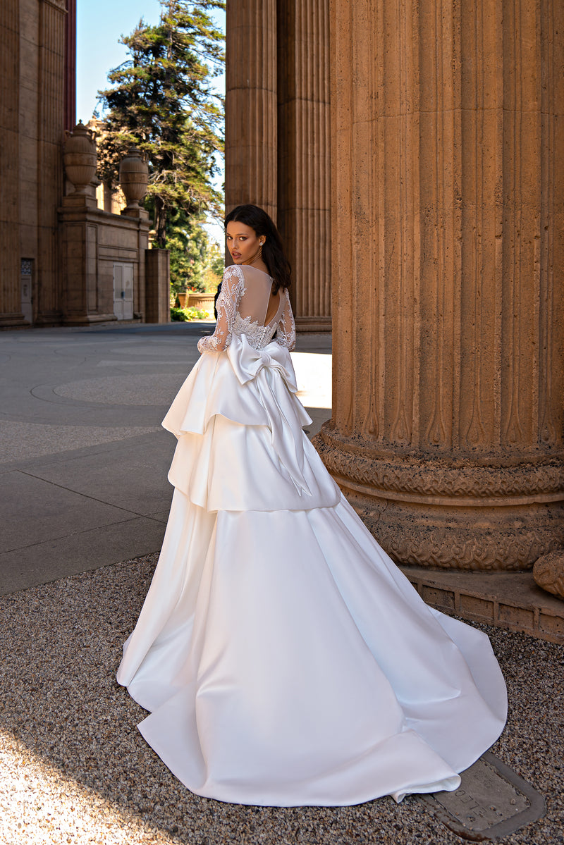 Detachable Satin Overskirt for S-648-Olena Wedding Dress