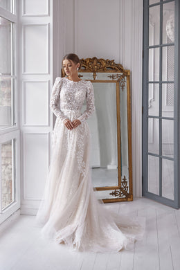 A-Line Wedding Dress with Long Lace Sleeves