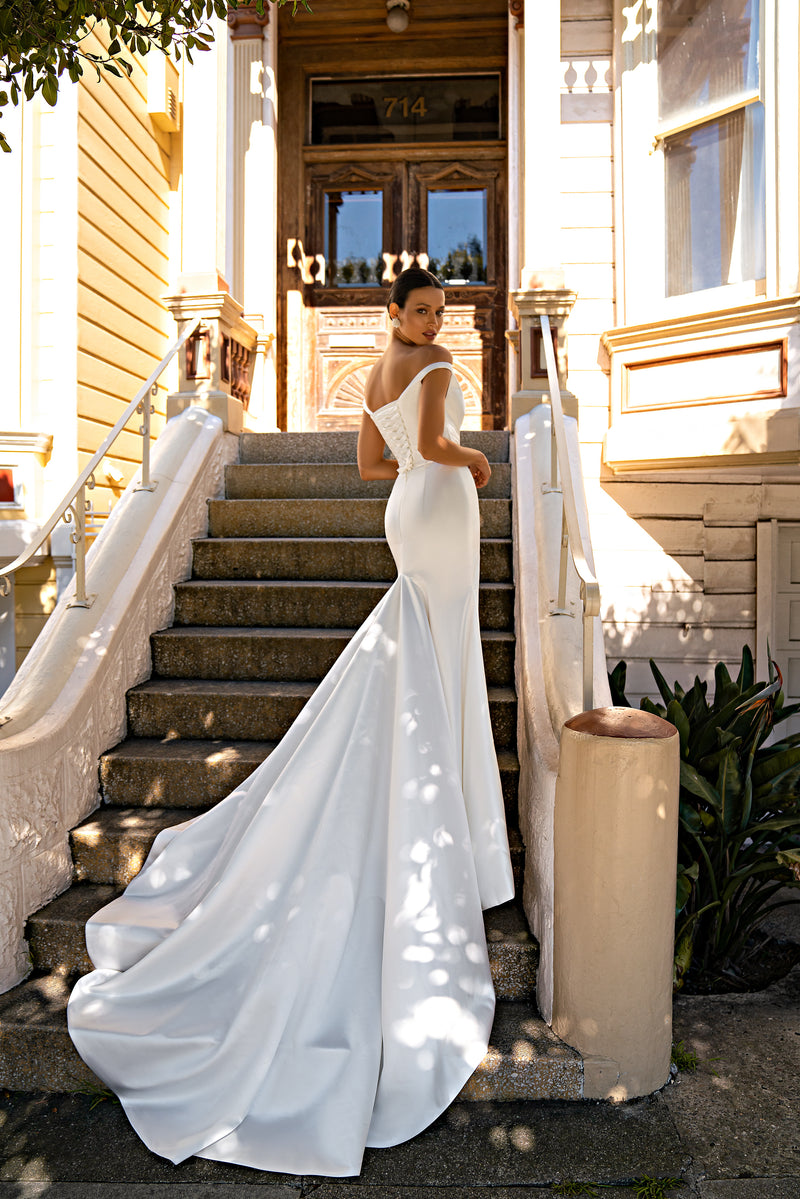 Mermaid Wedding Dress with Off-The-Shoulder Neckline