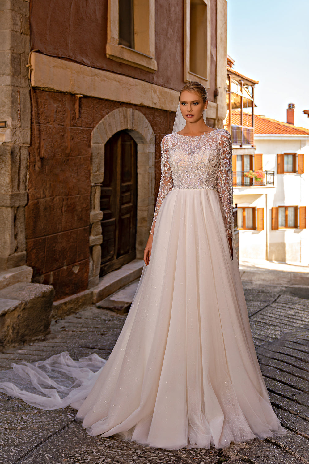 Hand-Embroidered Beaded & Sequined Soft Tulle Veil - 3m x 1.5m