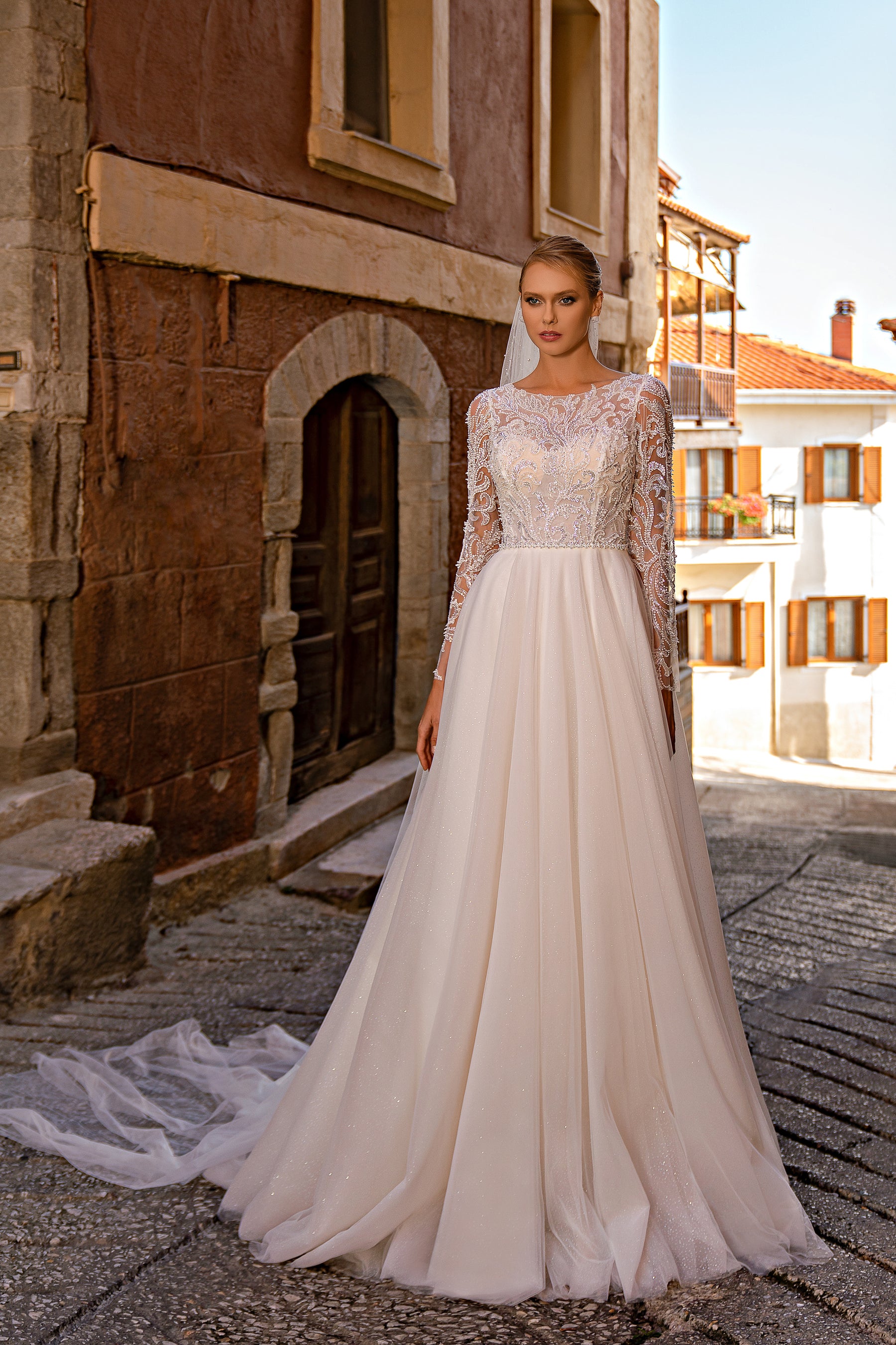 Hand-Embroidered Beaded & Sequined Soft Tulle Veil - 3m x 1.5m
