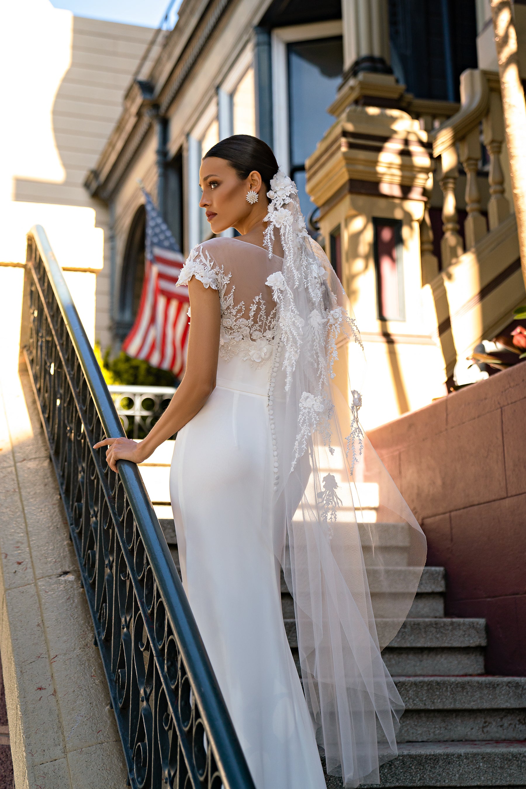 Sheath Wedding Dress with Illusion Lace Bodice