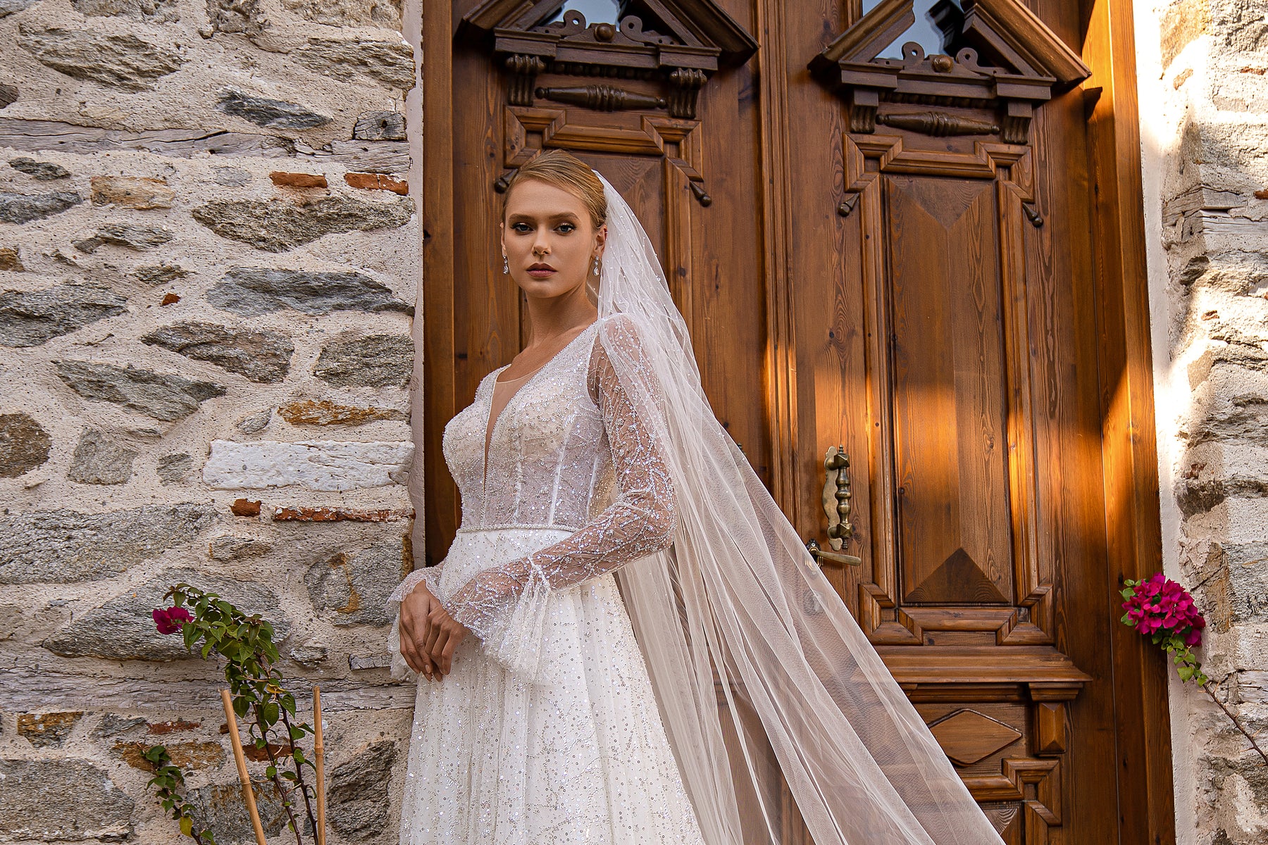 Hand-Embroidered Beaded & Sequined Tulle Veil - 3m x 1.5m